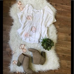 •Free People• Ivory Flare Hem Blouse